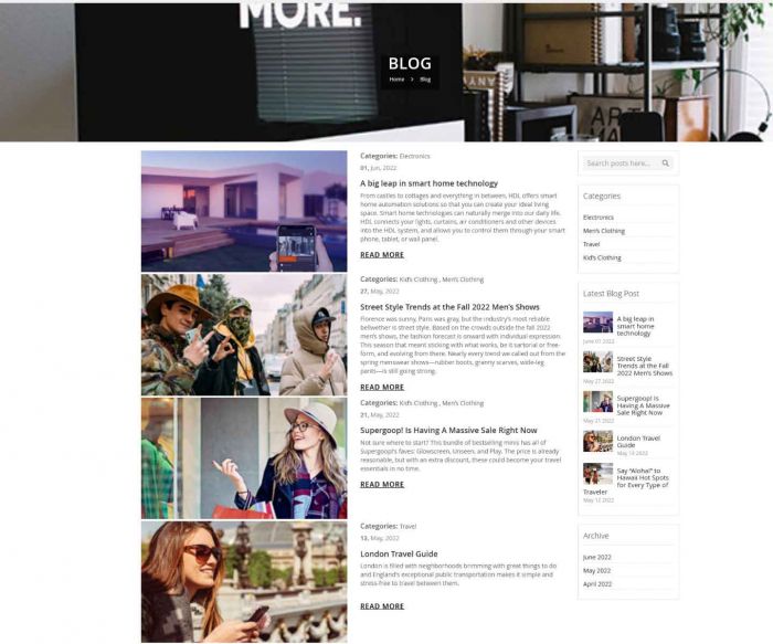 Magento 2 blog index page